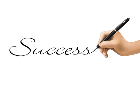 success word written by 3d hand over whiteのイラスト素材