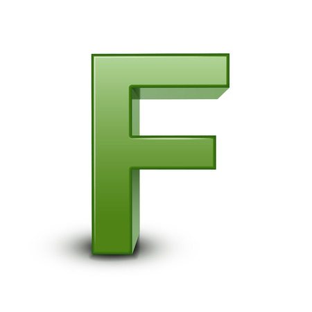 3d green letter F isolated on white backgroundのイラスト素材