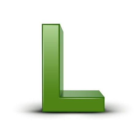 3d green letter L isolated on white backgroundのイラスト素材