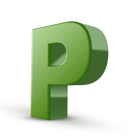 3d green letter P isolated on white backgroundのイラスト素材