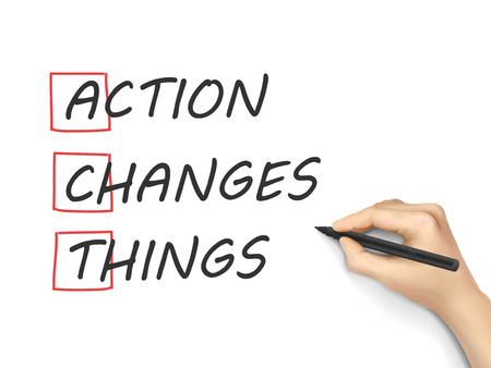 Action Changes Things written by hand on white backgroundのイラスト素材