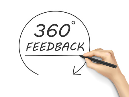 360 degrees feedback drawn by hand isolated on white backgroundのイラスト素材