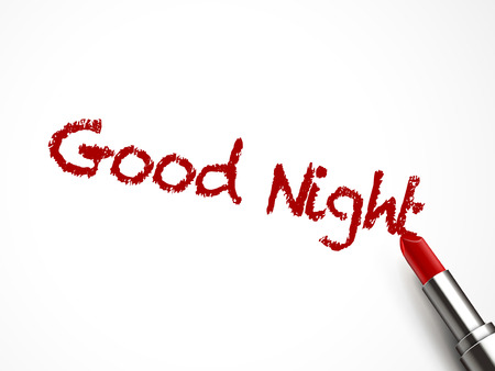 good night words written by red lipstick on white backgroundのイラスト素材