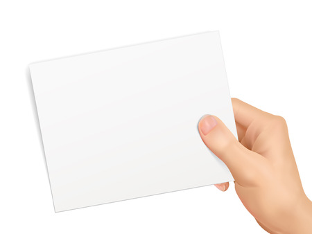 business concept: hand holding a notepaper over white backgroundのイラスト素材