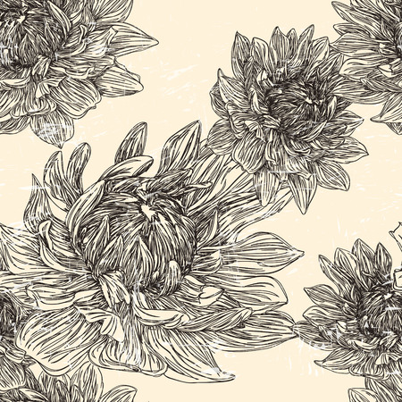graceful floral seamless pattern over beige backgroundのイラスト素材