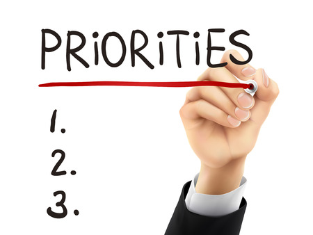 priorities word written by hand on a transparent boardのイラスト素材