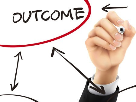 outcome word written by hand on a transparent boardのイラスト素材