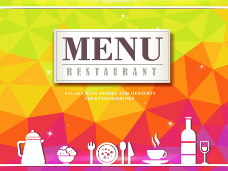 modern restaurant menu design in polygon styleのイラスト素材