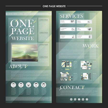modern one page website design template with reflection effectsのイラスト素材