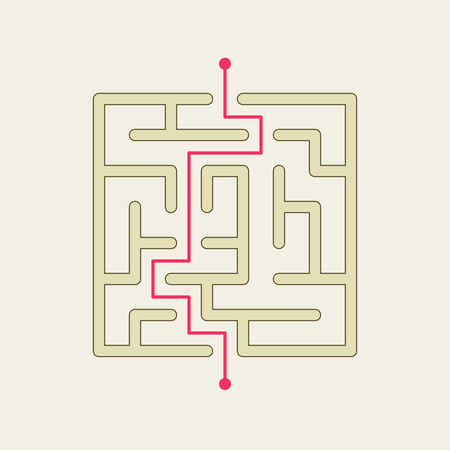 simple square maze isolated on beige backgroundのイラスト素材