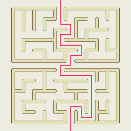 close-up look at square maze isolated on beige backgroundのイラスト素材