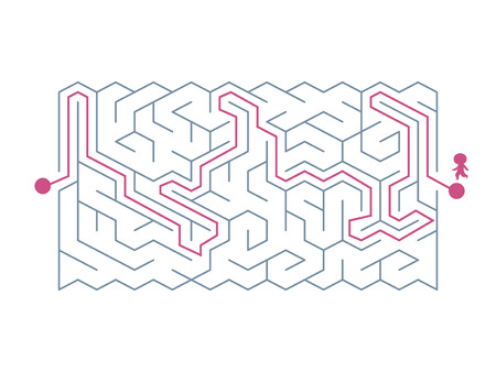 trendy hexagon maze isolated on white backgroundのイラスト素材