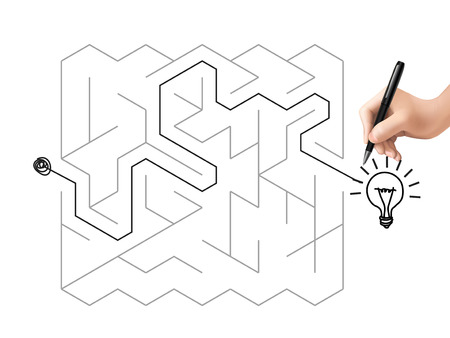 creative maze with lighting bulb isolated on white backgroundのイラスト素材