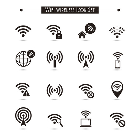 wifi wireless icons set isolated over white backgroundのイラスト素材
