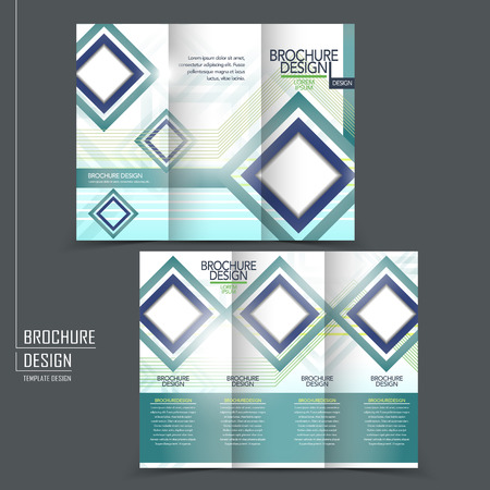 trendy tri-fold brochure template design with blue rhombus elementのイラスト素材