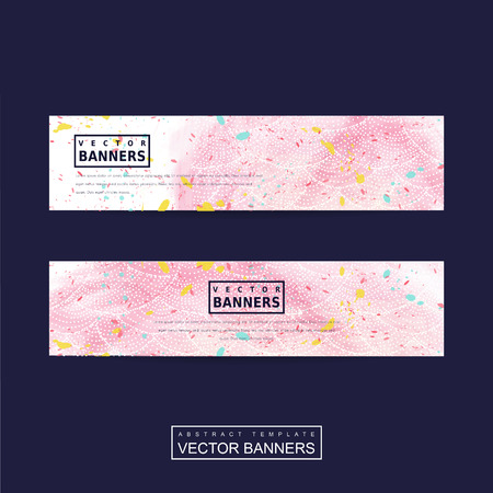 adorable pink banner template design with colorful stainedのイラスト素材