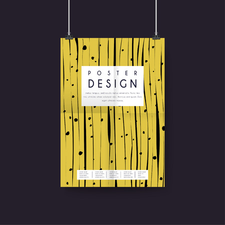 impressive yellow poster template design with black lines and spotsのイラスト素材