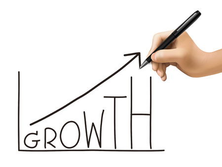 creative growth graph drawn by 3d handのイラスト素材