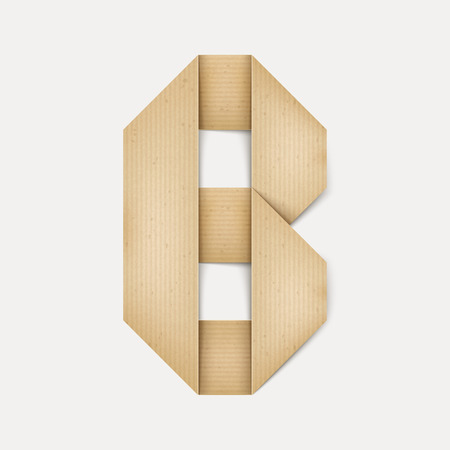 3d elegant folded paper letter B isolated on beige backgroundのイラスト素材