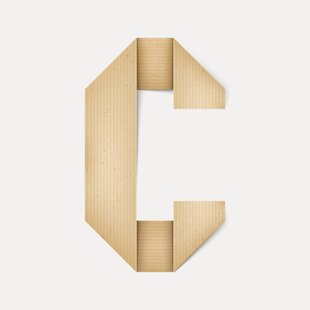3d elegant folded paper letter C isolated on beige backgroundのイラスト素材
