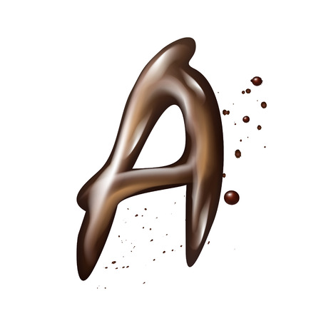 3d liquid chocolate letter A isolated on white backgroundのイラスト素材