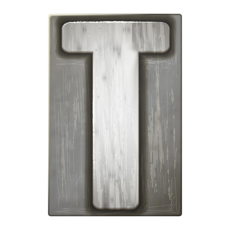 3d silver letterpress alphabet T isolated on white backgroundのイラスト素材