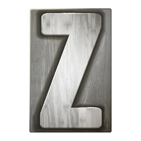 3d silver letterpress alphabet Z isolated on white backgroundのイラスト素材