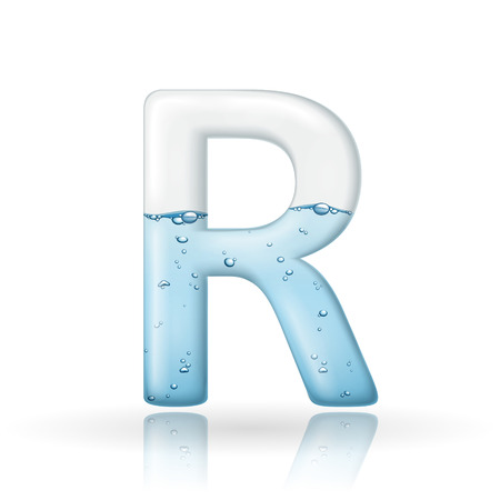 3d clean water letter R isolated on white backgroundのイラスト素材