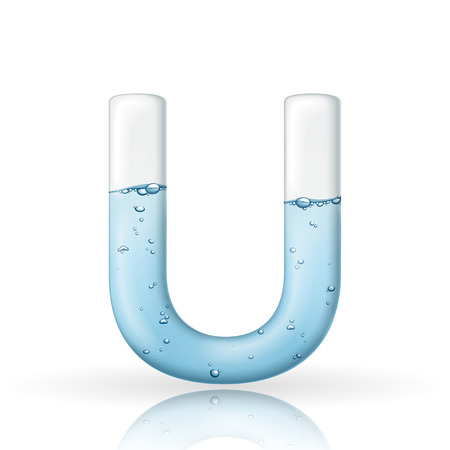 3d clean water letter U isolated on white backgroundのイラスト素材