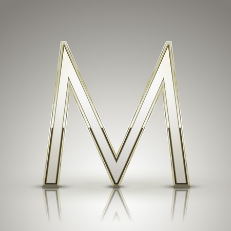 3d elegant pearl white alphabet M isolated on grey backgroundのイラスト素材