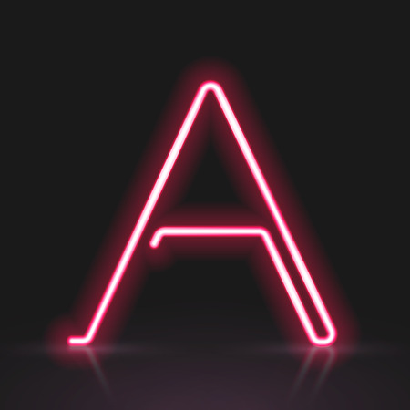 3d red neon light letter A isolated on black backgroundのイラスト素材