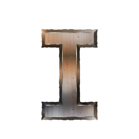 3d old grunge metal letter I isolated on white backgroundのイラスト素材