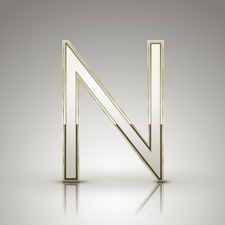 3d elegant pearl white alphabet N isolated on grey backgroundのイラスト素材
