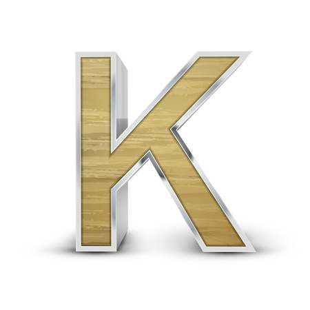 3d attractive wooden alphabet K isolated on white backgroundのイラスト素材