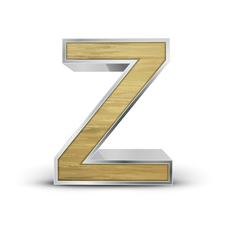 3d attractive wooden alphabet Z isolated on white backgroundのイラスト素材