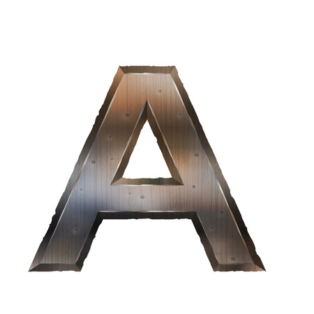 3d old grunge metal letter A isolated on white backgroundのイラスト素材