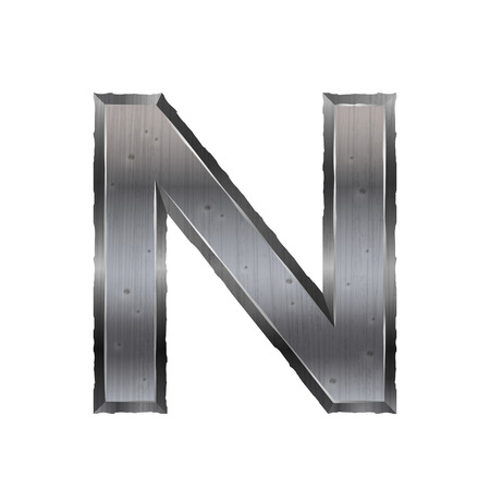 3d metal letter N isolated on white backgroundのイラスト素材