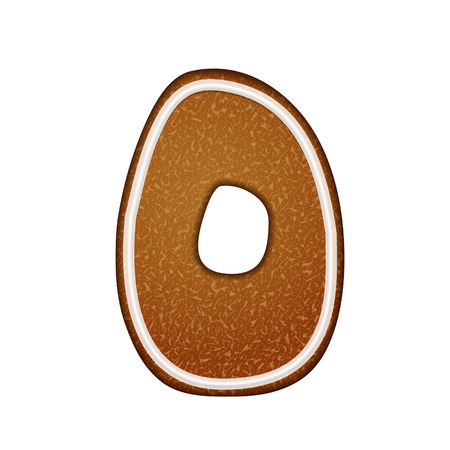 3d lovely gingerbread cookie alphabet O isolated on white backgroundのイラスト素材