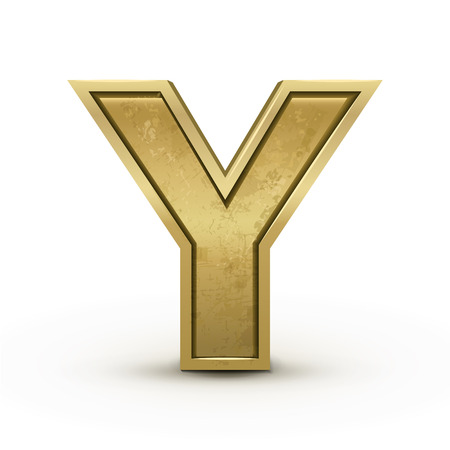 3d retro golden letter Y isolated on white backgroundのイラスト素材