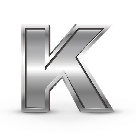 3d metal letter K isolated on white backgroundのイラスト素材