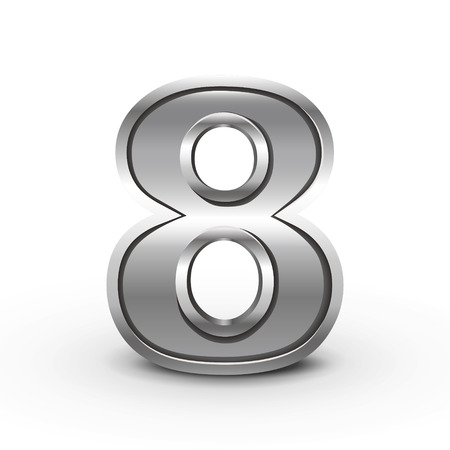 3d metal number 8 isolated on white backgroundのイラスト素材