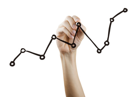 growing chart drawn by hand over white backgroundの写真素材