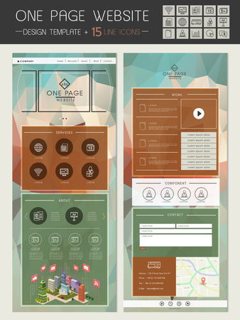 trendy one page website template design with crystal backgroundのイラスト素材