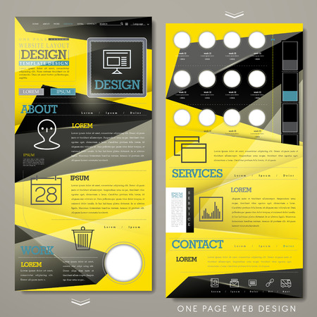 attractive one page website template design in black and yellowのイラスト素材