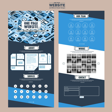 lovely one page website template design with travel essentialsのイラスト素材