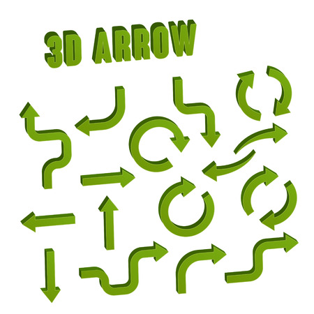 3d green arrow set collection over white backgroundのイラスト素材