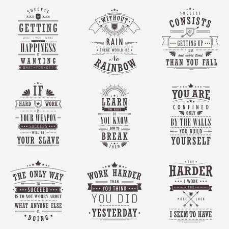 success motivational and inspirational quotes set isolated on beige backgroundのイラスト素材