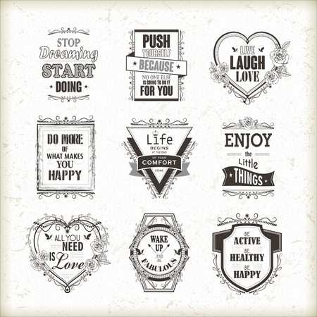 life motivational and inspirational quotes set isolated on beige backgroundのイラスト素材