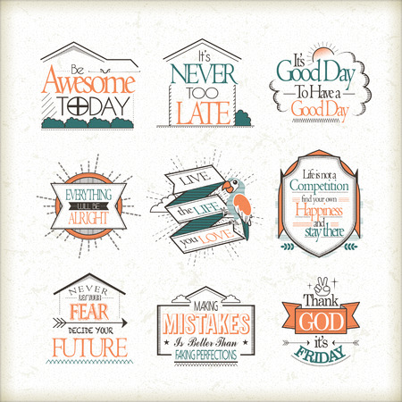 motivational and inspirational quotes set isolated on beige backgroundのイラスト素材