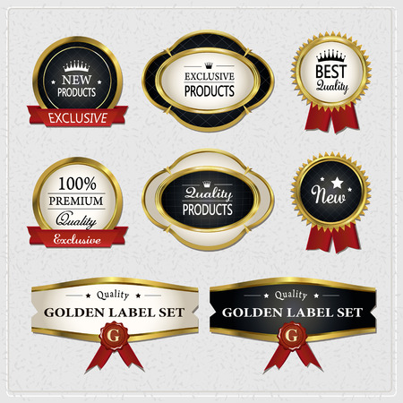gorgeous premium quality golden labels collection over greyのイラスト素材